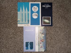 5 LDS Pamphlets: Mormonism / What the Mormons Believe / Your Pre-Earth Life / Plan of Salvation / The Purpose of Life (See Details)