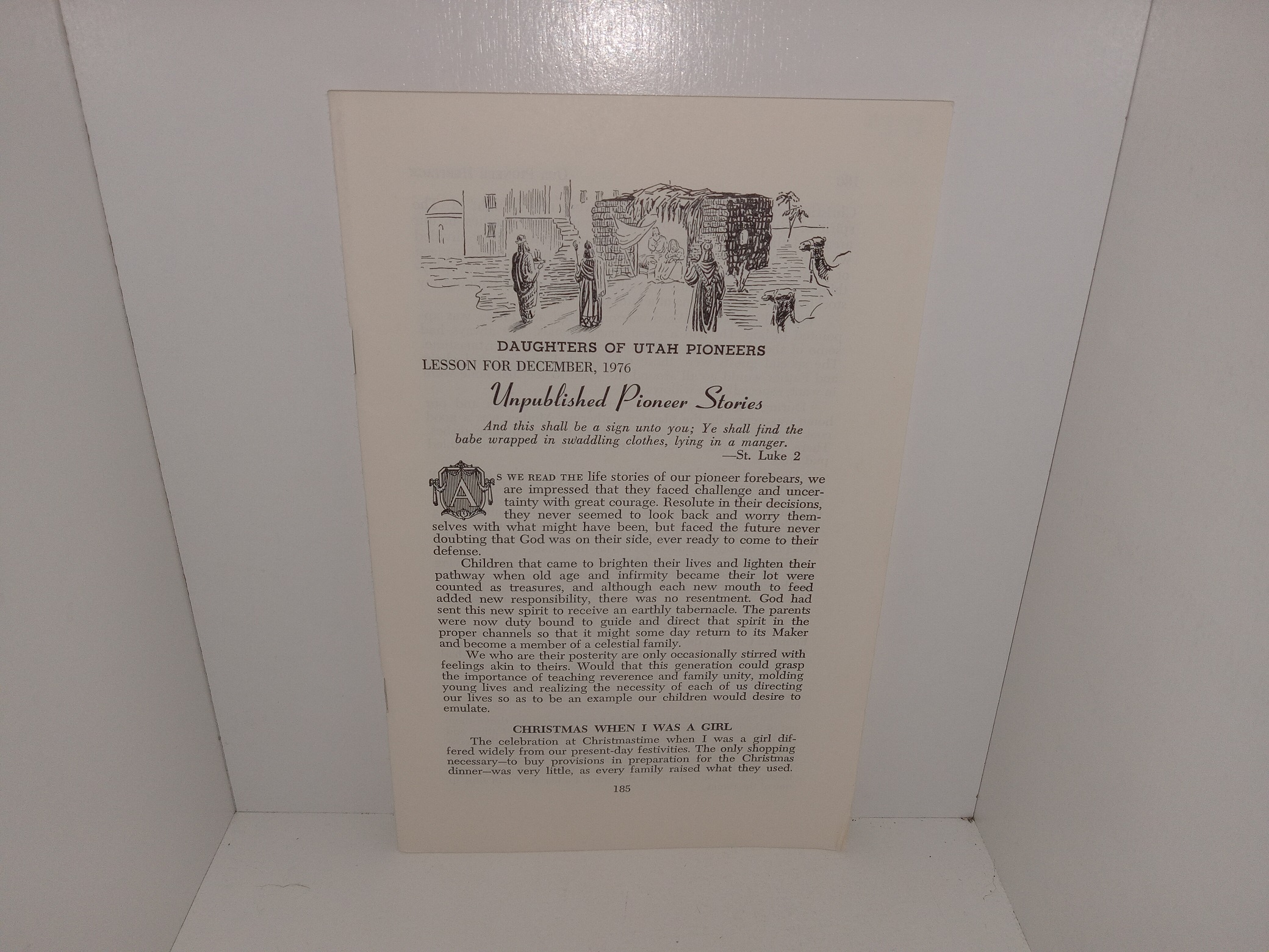 Daughters of Utah Pioneers: Lesson for December, 1976: Unpublished Pioneer Stories (1976)