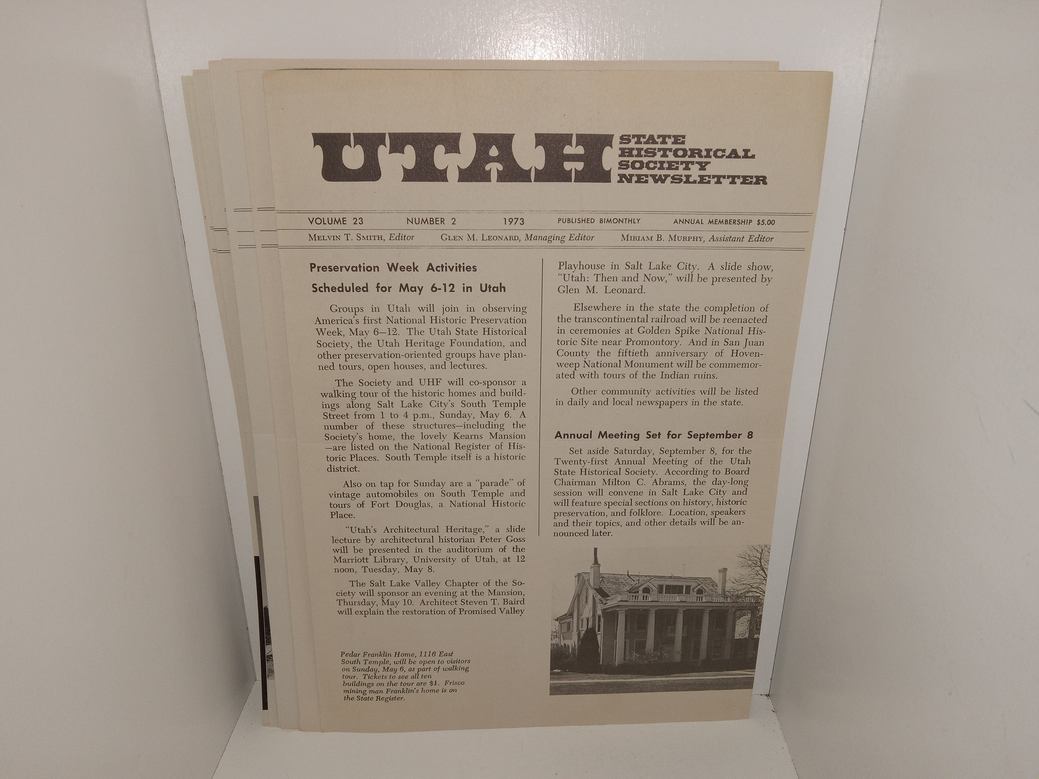 9 Issues of Utah State Historical Society Newsletter (See Details)