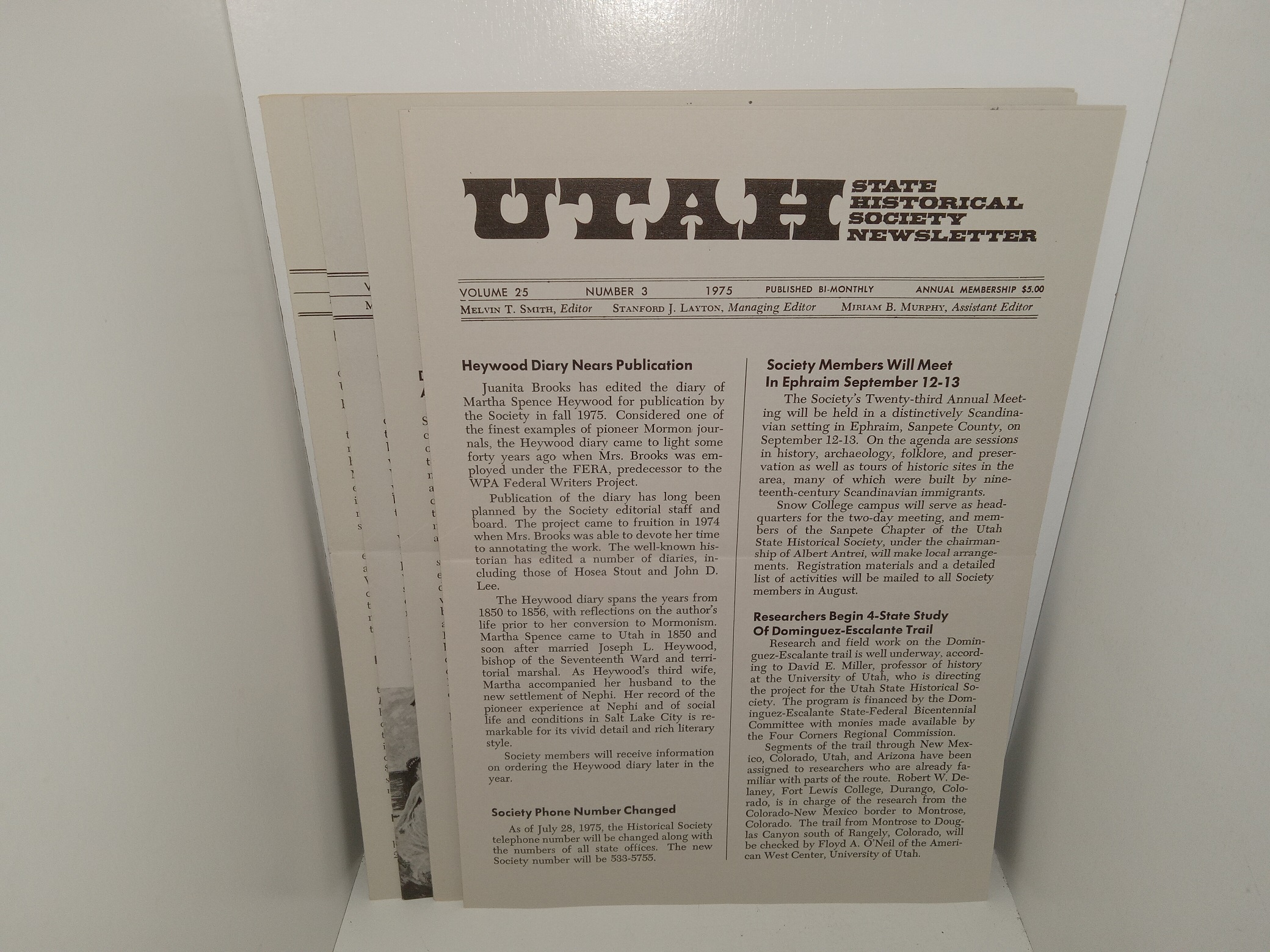 4 Issues of Utah State Historical Society Newsletter (See Details)