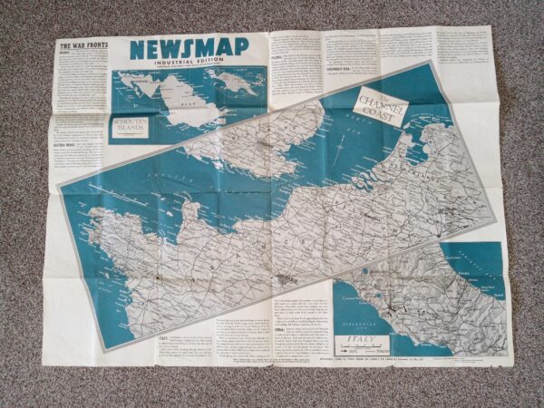 News Map: Industrial Edition: The War Fronts (Fold-Up Map) (1944)