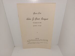 Guest List: Heber J. Grant Banquet: November 23, 1938, Hotel Utah (1938)