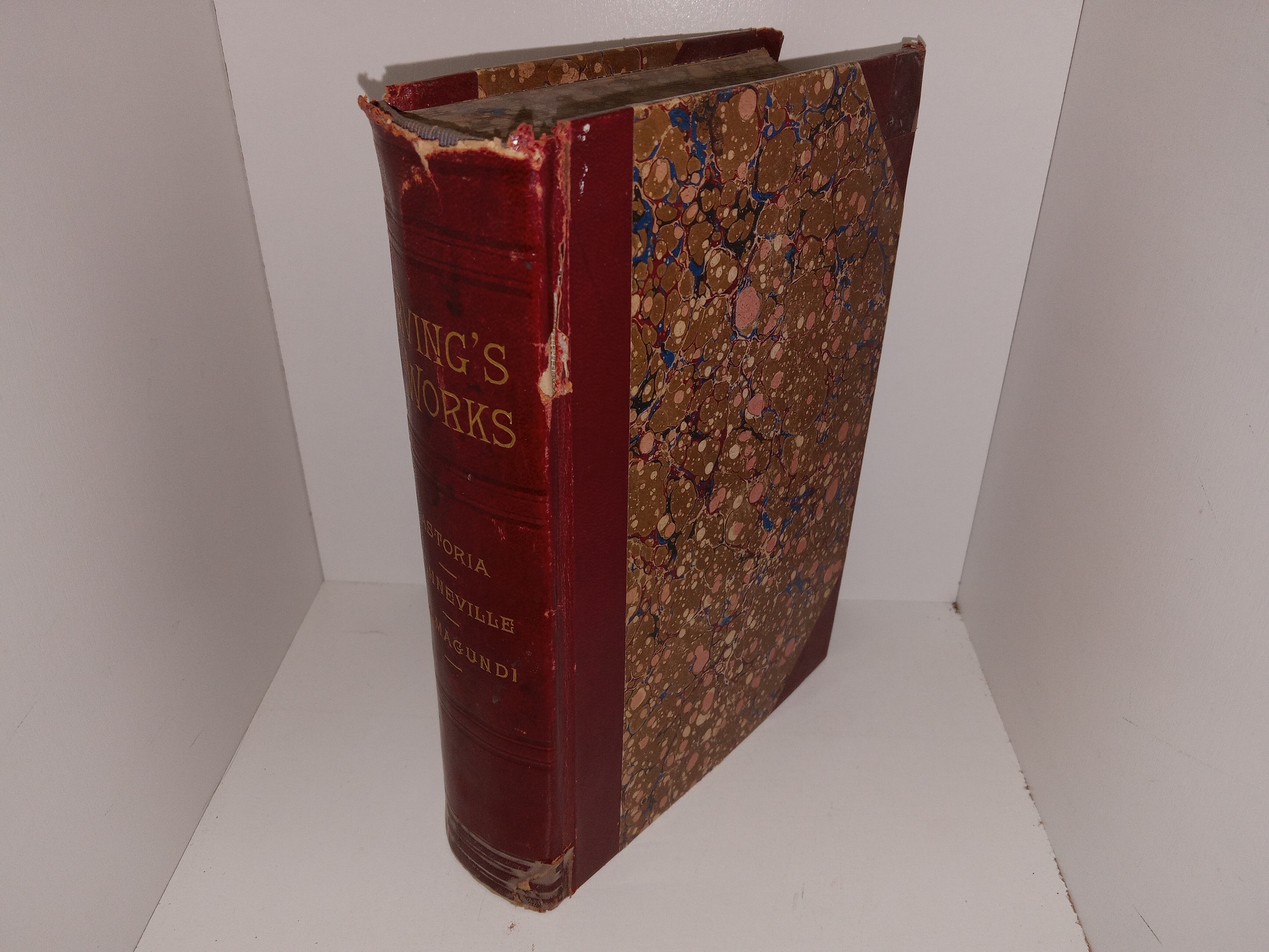 Irving’s Works: Storia/Bonneville/Balmagundi (3/4 Leather) (Unknown Publishing Date) ~ by Washington Irving