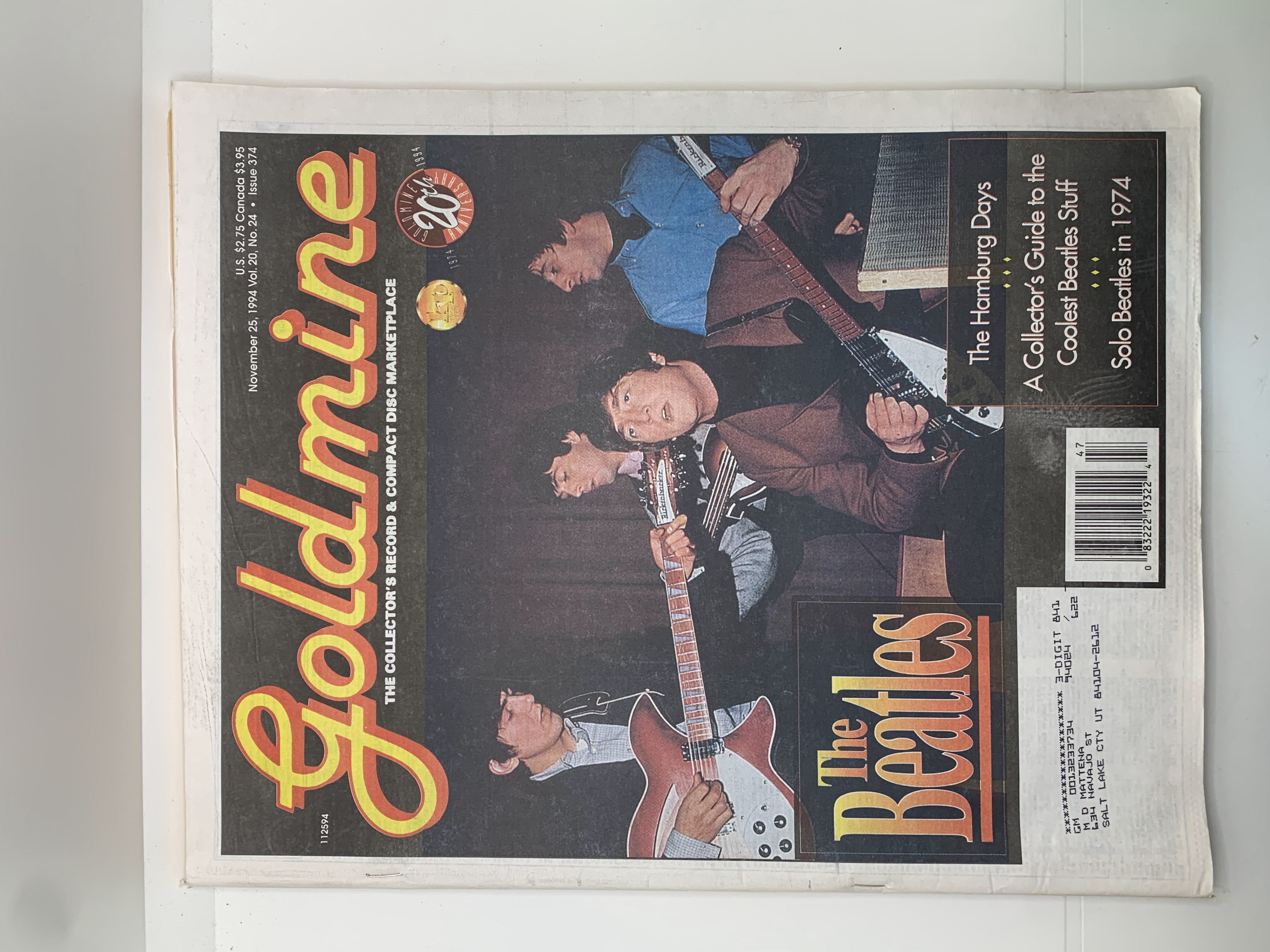 1994-Goldmine: The Beatles November 25, 1994 Vol. 20 No. 24 Issue 374