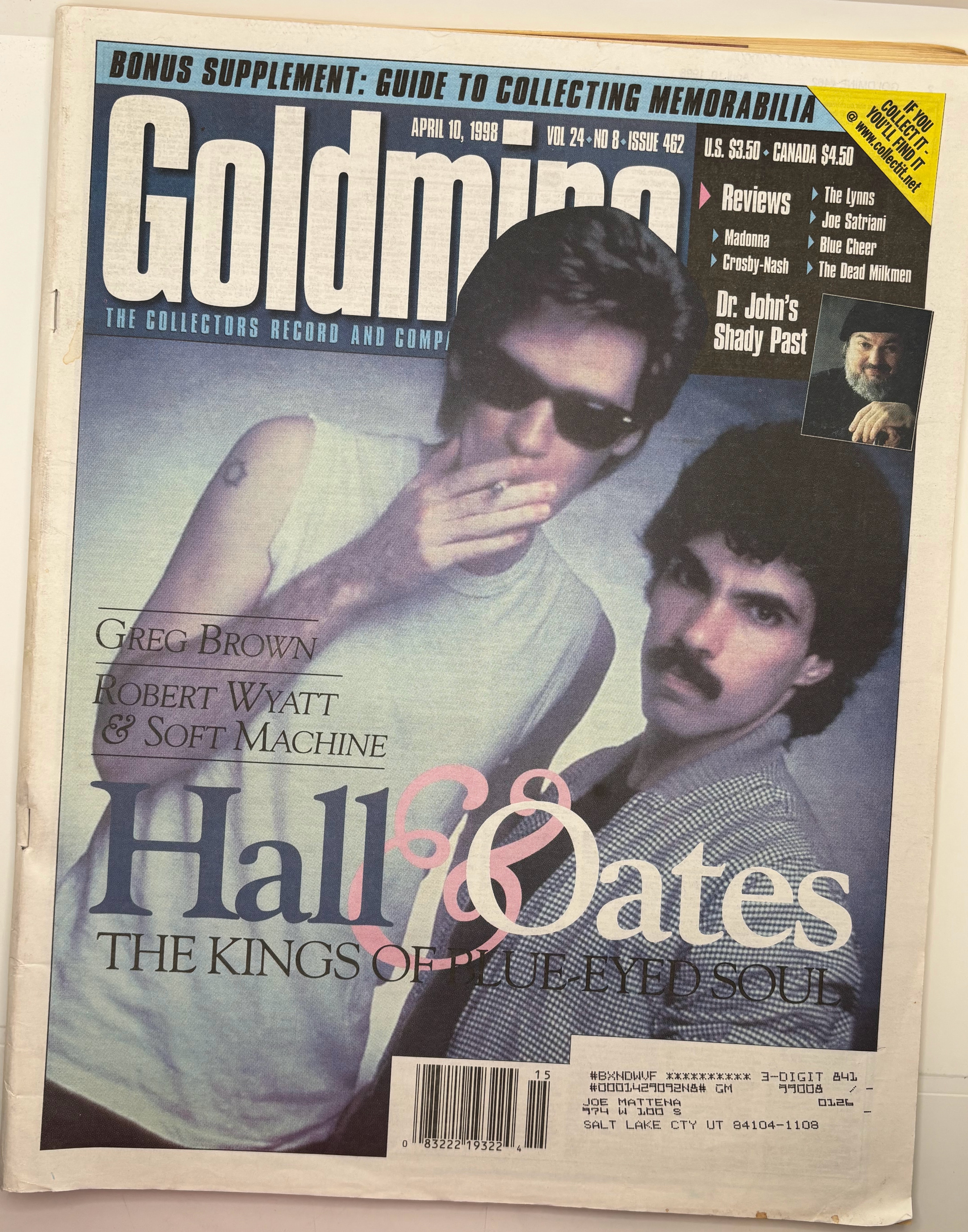 1998-Goldmine: Hall & Oats April 10, 1998 Vol. 24 No. 8 Issue 462