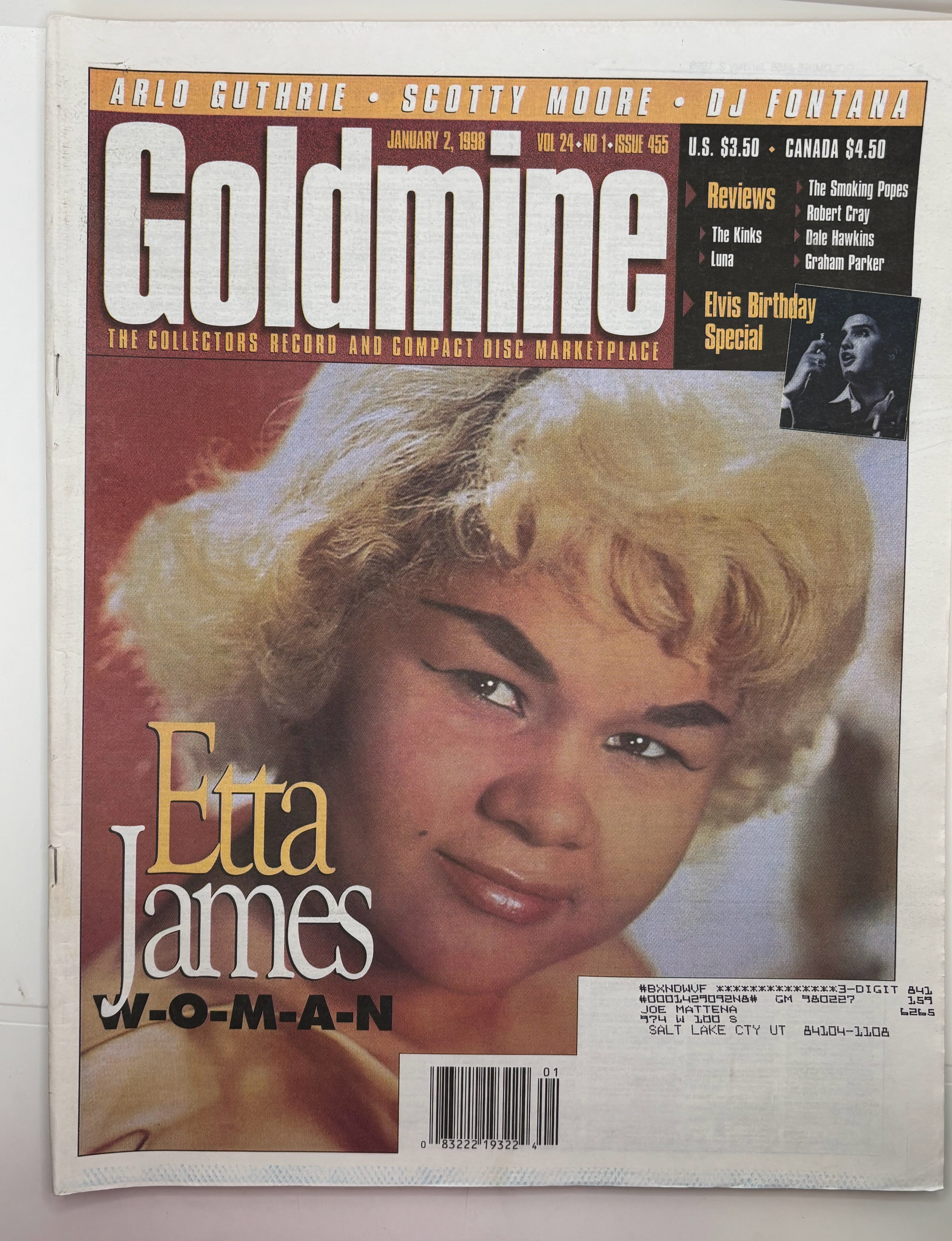 1998-Goldmine: Etta James January 2, 1998 Vol. 24 No. 1 Issue 455