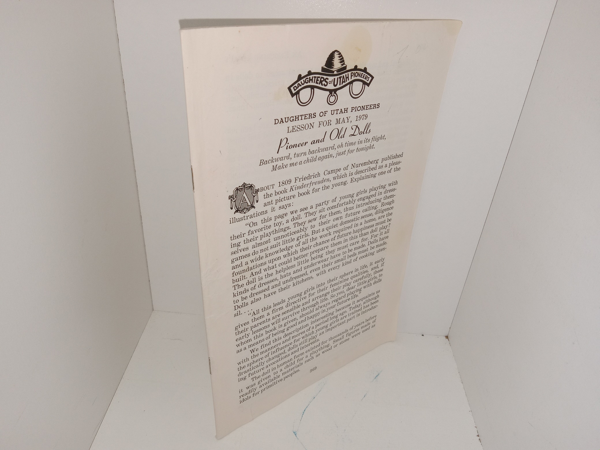 Daughters of Utah Pioneers Lesson for May, 1979: Pioneer and Old Dolls (1979) ~ Unknown Author