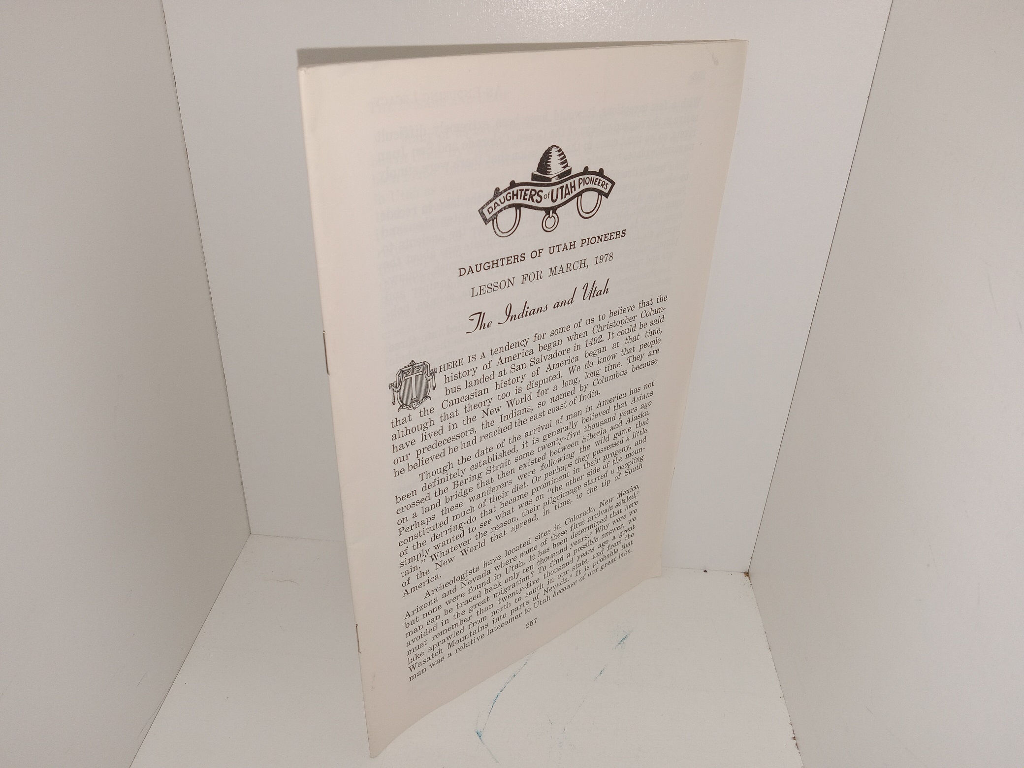 Daughters of Utah Pioneers Lesson for March, 1978: The Indians and Utah (1978)