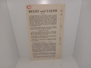 Belief and Faith (Pamphlet) (Unknown Publishing Date) ~ Unknown Author