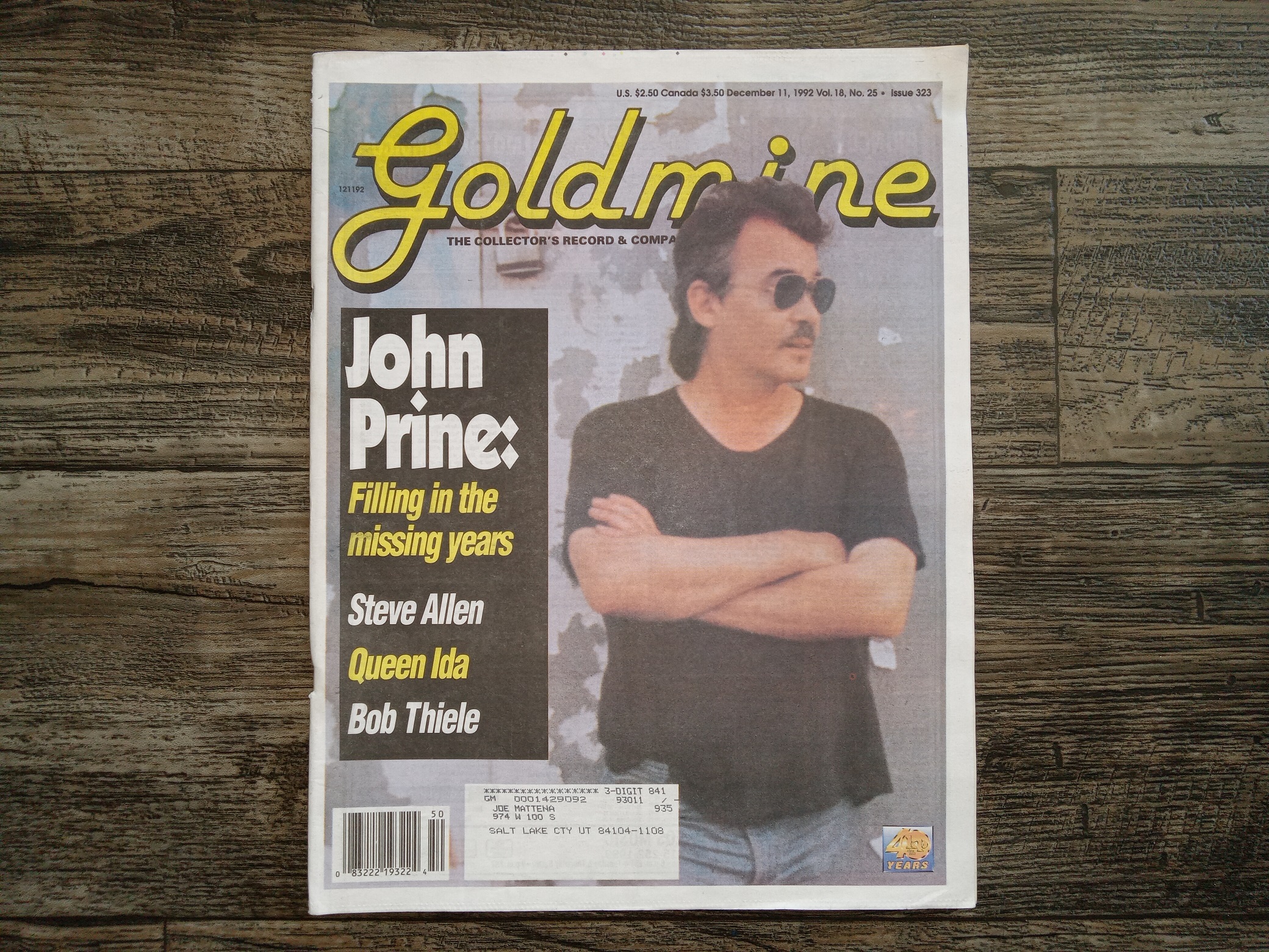 Goldmine: The Collectors Record and Compact Disc Marketplace: Vol. 18, No. 25, Issue 323, December 11, 1992 (Featuring Jone Prine, Steve Allen, Queen Ida, Bob Thiele) (Newspaper) (1992)