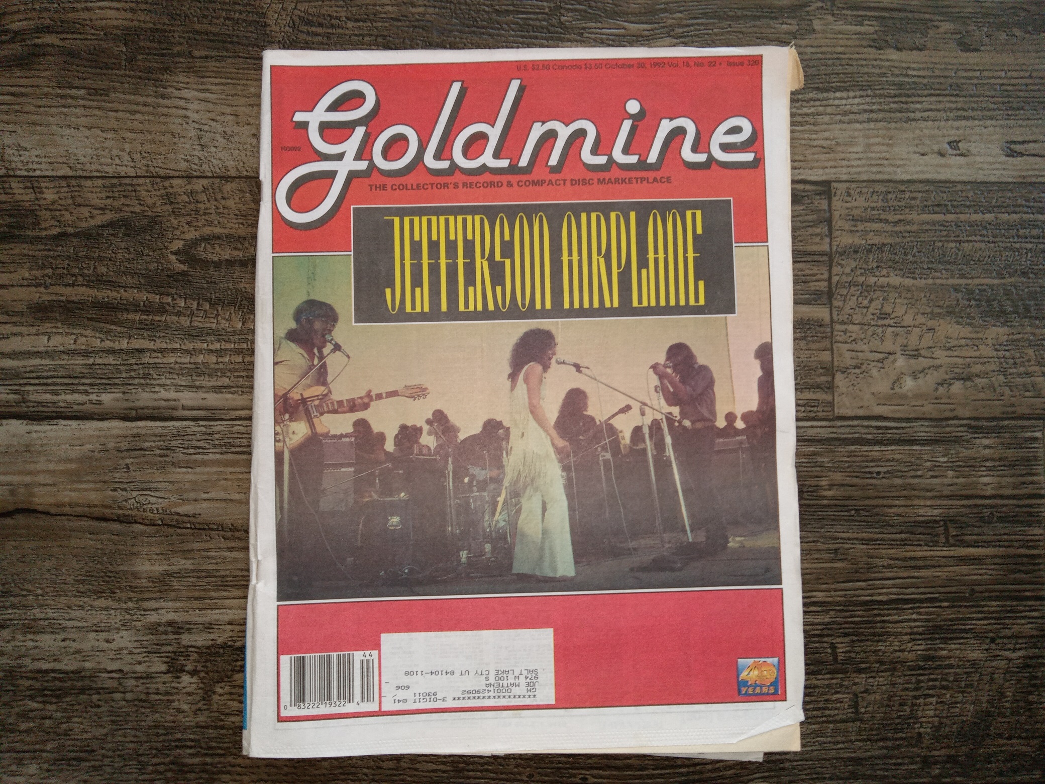 Goldmine: The Collectors Record and Compact Disc Marketplace: Vol. 18, No. 22, Issue 320, October 30, 1992 (Featuring Jefferson Airplane) (1992)