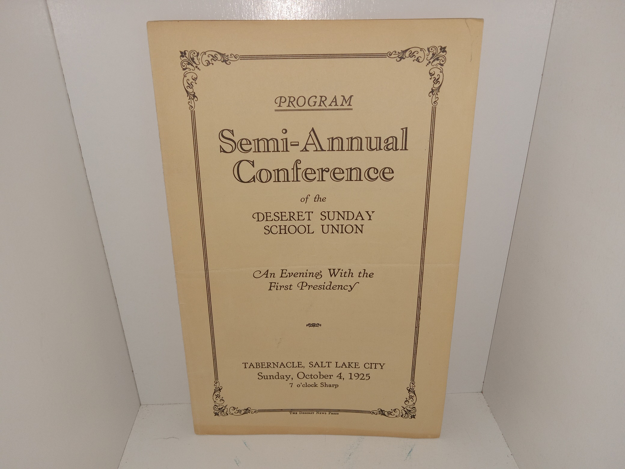 Program Semi-Annual Conference of the Deseret Sunday School Union: An Evening With the First Presidency (1925)