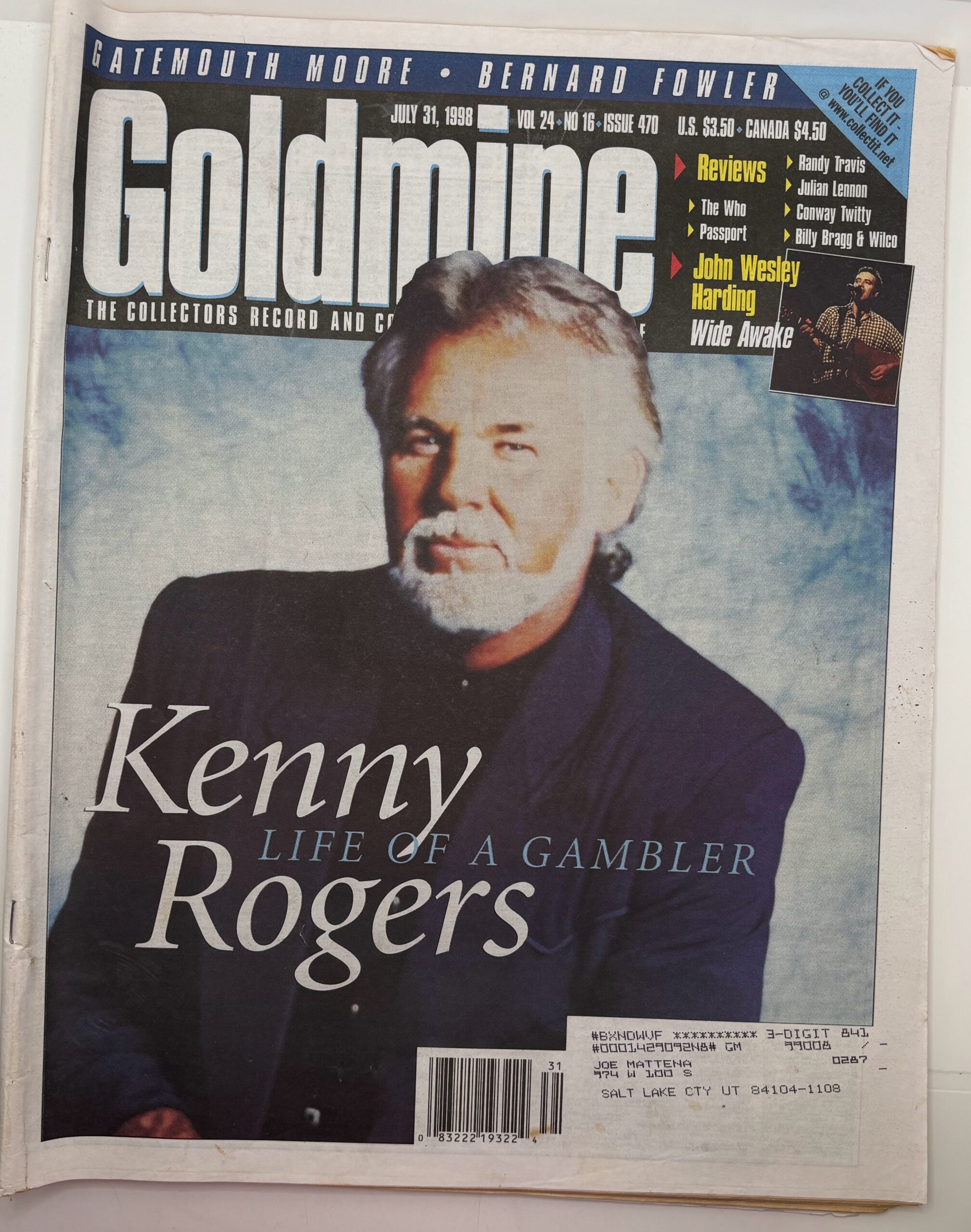 1998-Goldmine: Kenny Rogers – July, 31 1998 Vol. 24 No. 16 Issue 470