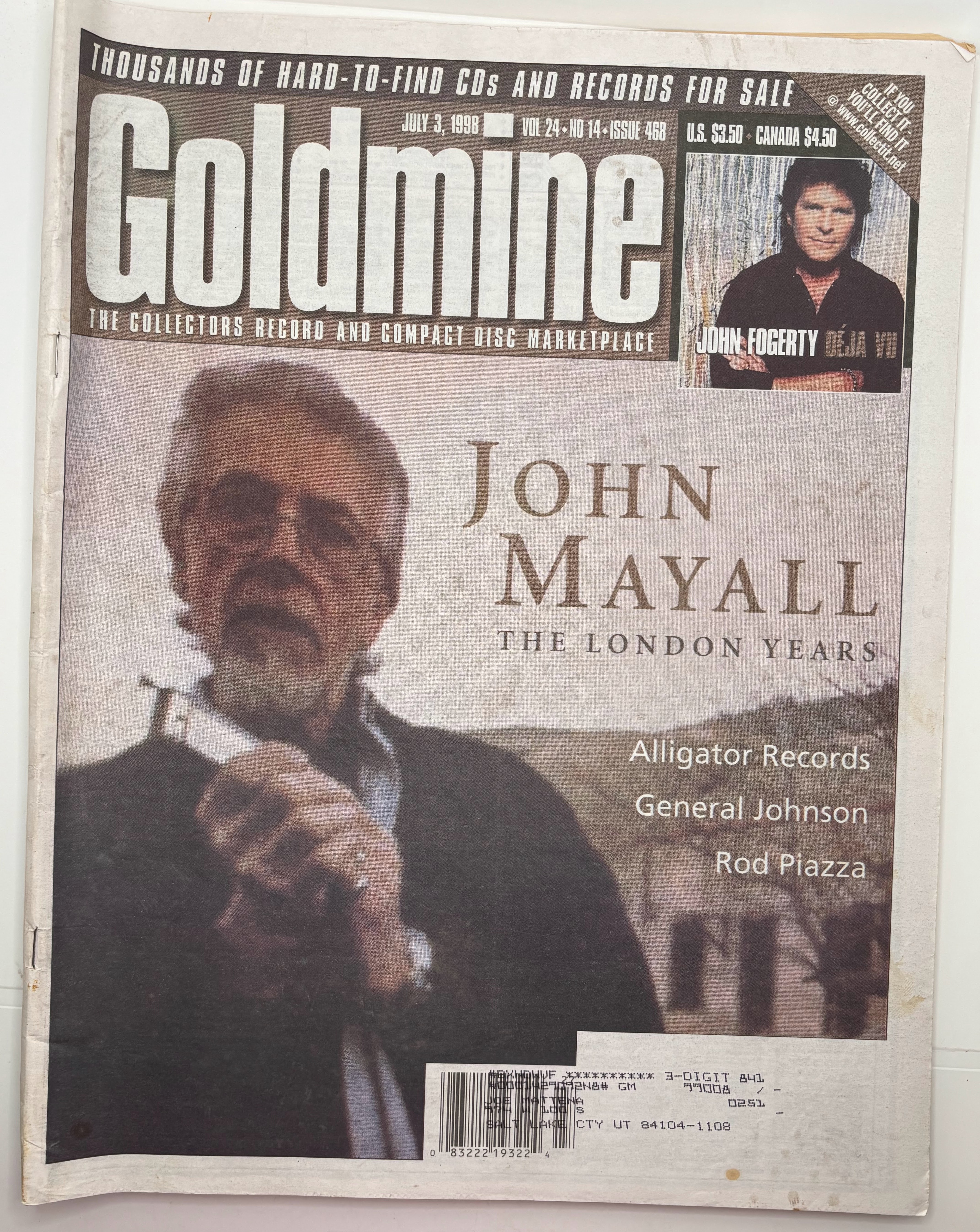 1998-Goldmine: John Mayall – July, 3 1998 Vol. 24 No. 14 Issue 468