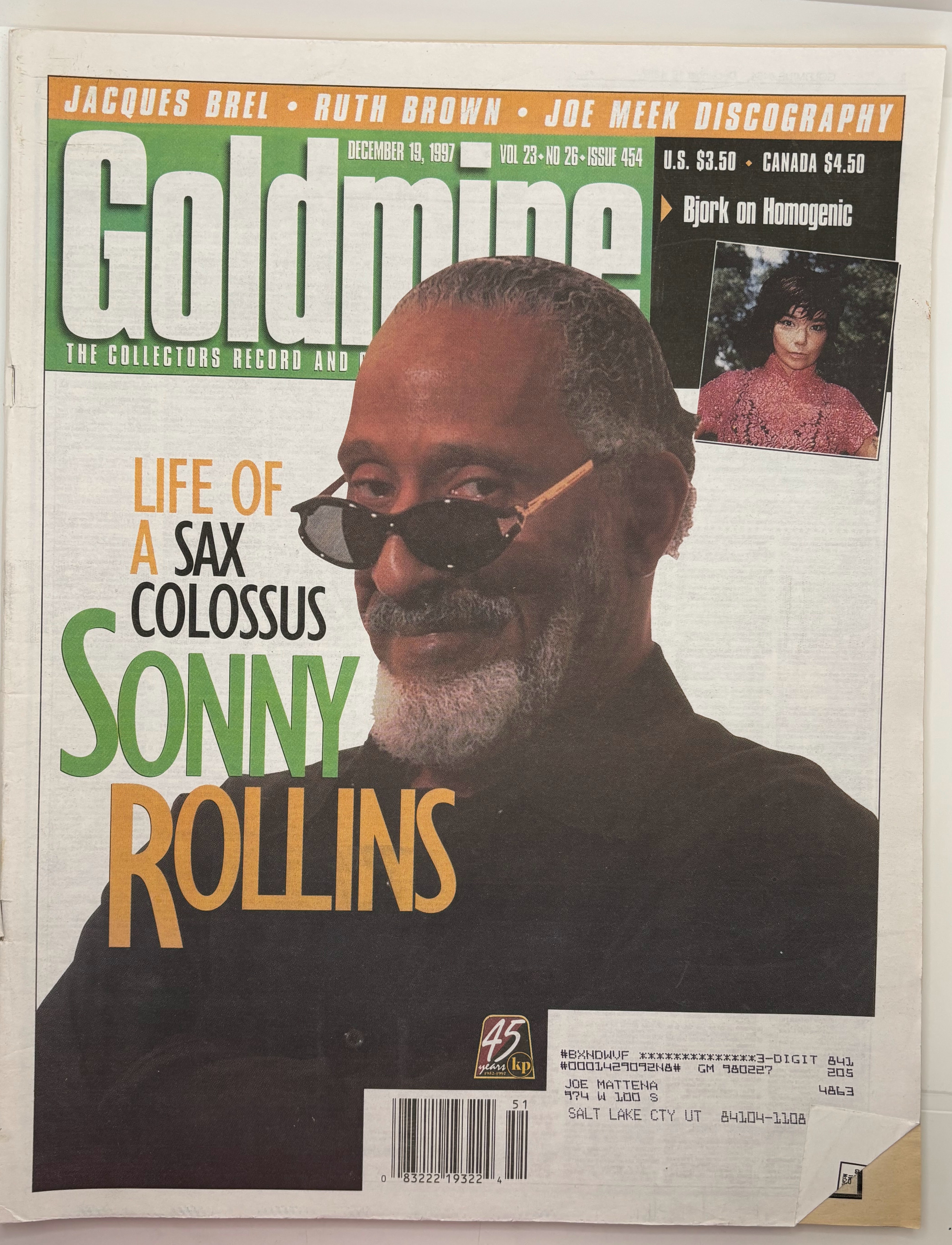 1997-Goldmine: Sonny Rollins- December, 19 1997 Vol. 23 No. 26 Issue 454