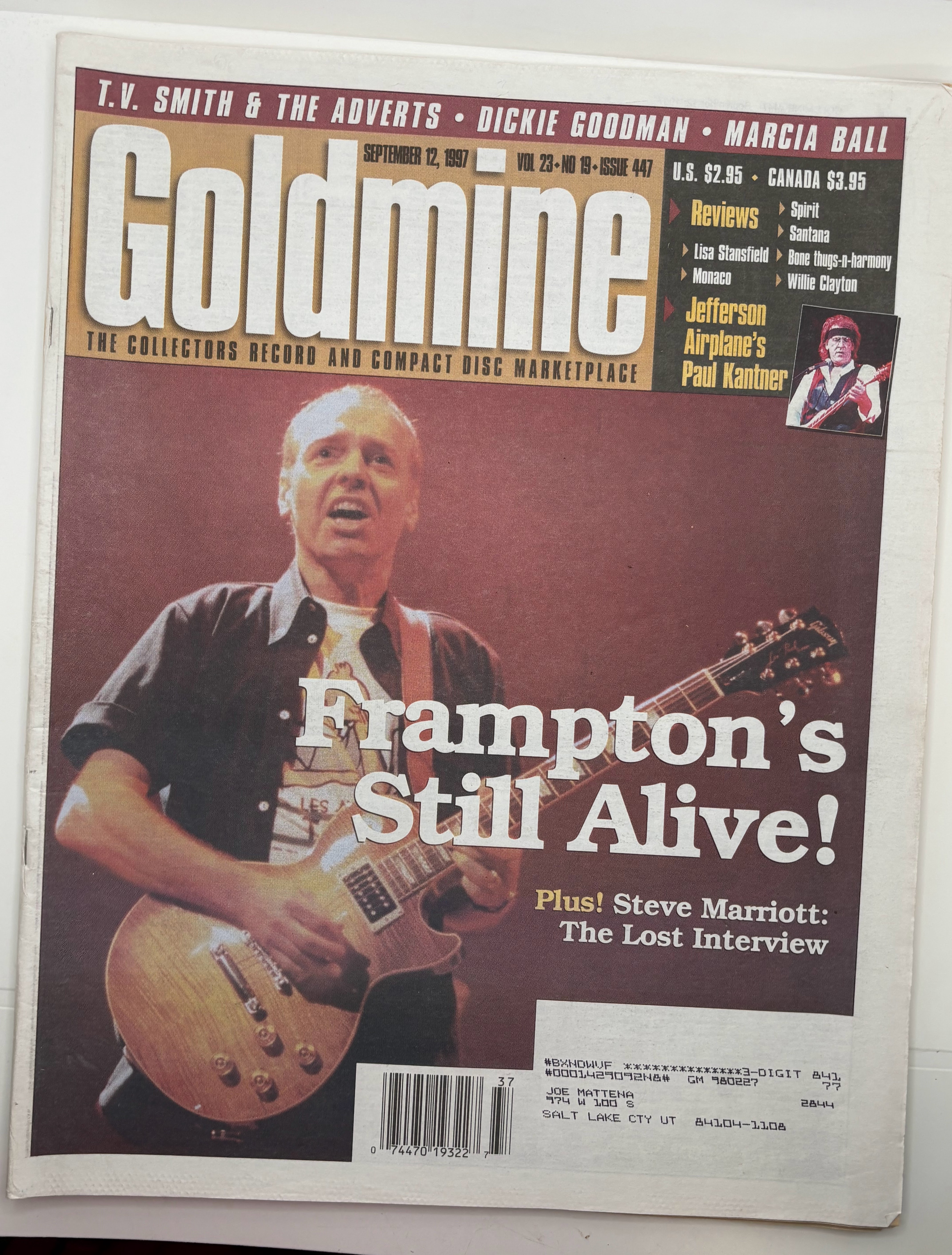 1997-Goldmine: Frampton’s Still Alive September, 12 1997 Vol. 23 No. 19 Issue 447