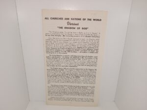 All Churches and Nations of the World Versus “The Kingdom of God” (Pamphlet) (1958) ~ Unknown Author