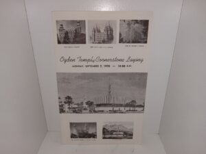 Ogden Temple Cornerstone Laying: Monday, September 7, 1970 — 10:00 A.M. (Program) (1970)