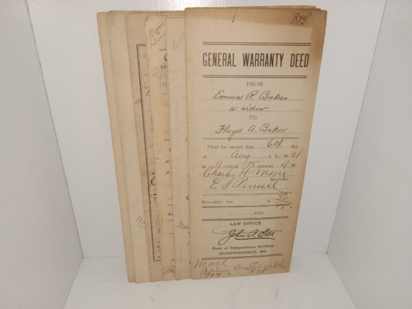 6 Old Deeds from Missouri, All Filled Out Dating from 1882 to 1921 (4 General Warranty Deeds, 1 Quit Claim Deed 1 Trust Deed)