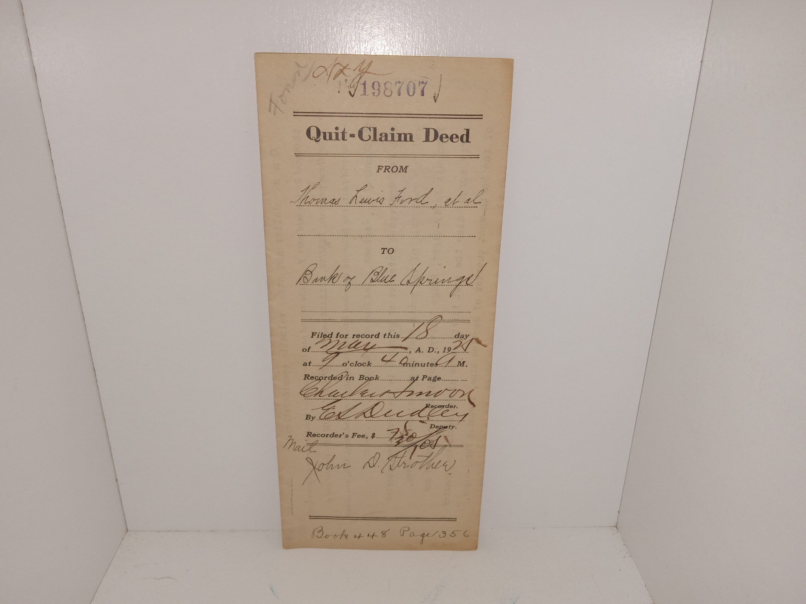 6 Old Deeds from Missouri, All Filled Out Dating from 1882 to 1921 (4 General Warranty Deeds, 1 Quit Claim Deed 1 Trust Deed)
