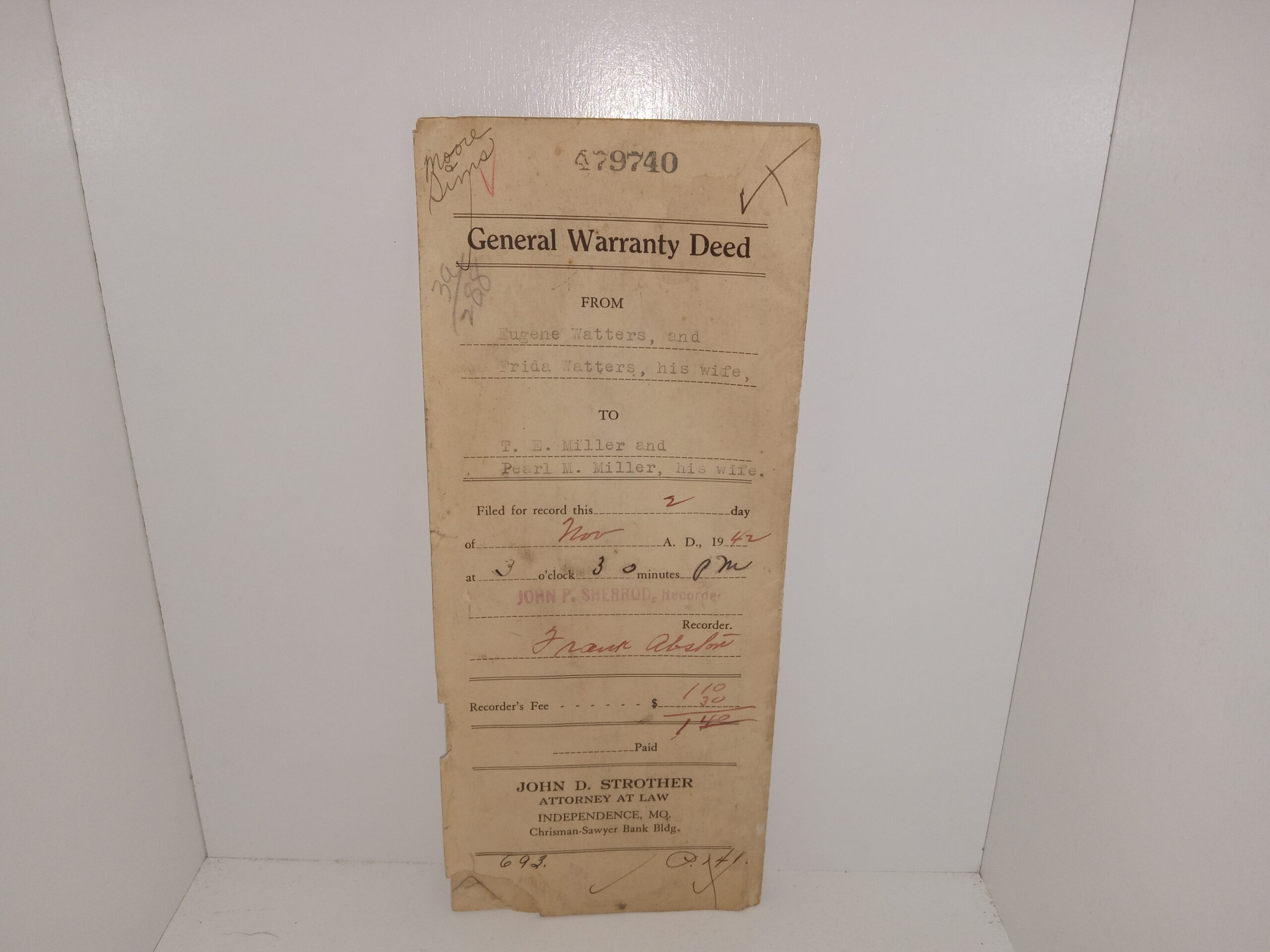 6 Old Deeds from Missouri, All Filled Out Dating from 1882 to 1921 (4 General Warranty Deeds, 1 Quit Claim Deed 1 Trust Deed)