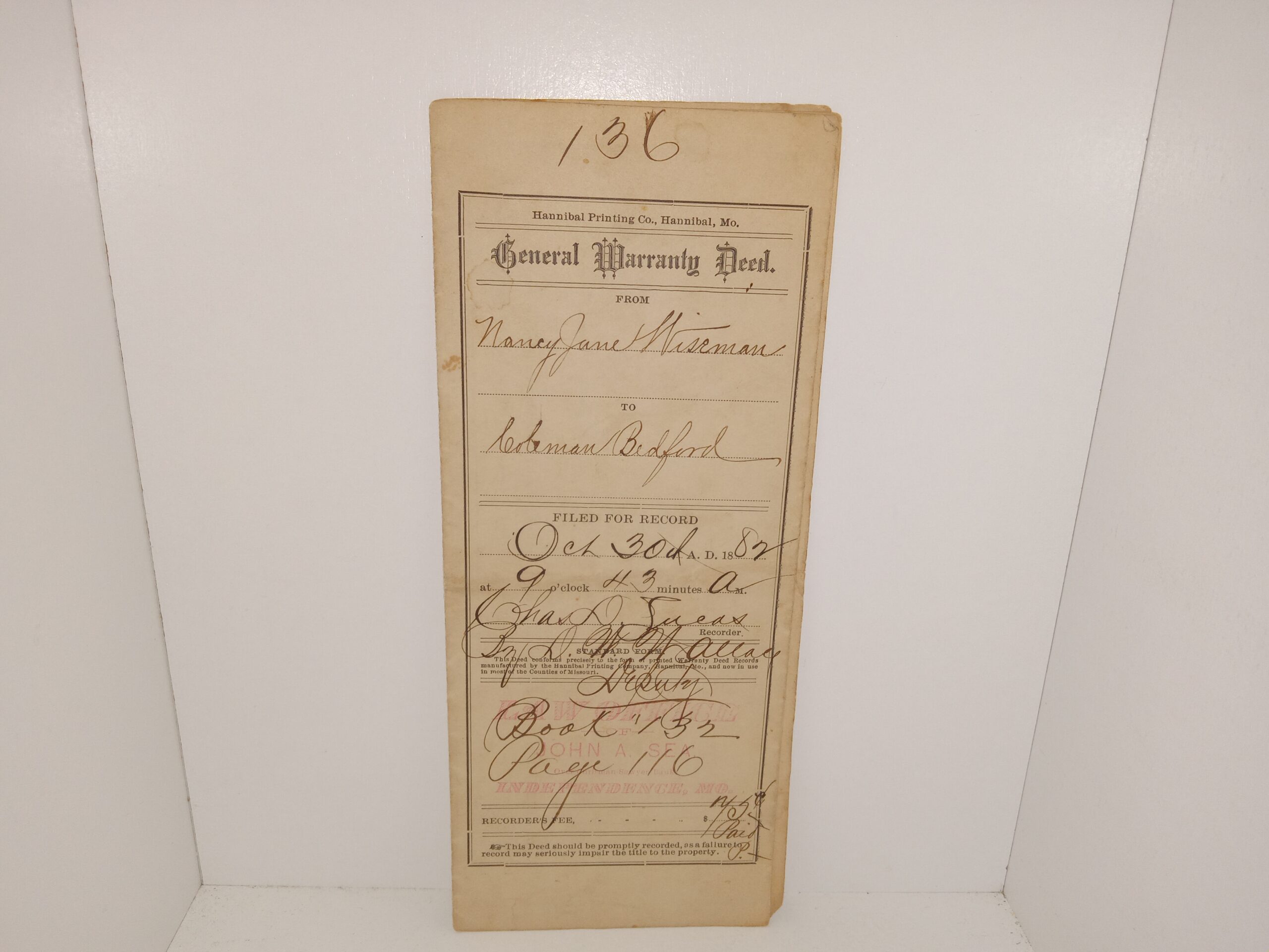 6 Old Deeds from Missouri, All Filled Out Dating from 1882 to 1921 (4 General Warranty Deeds, 1 Quit Claim Deed 1 Trust Deed)