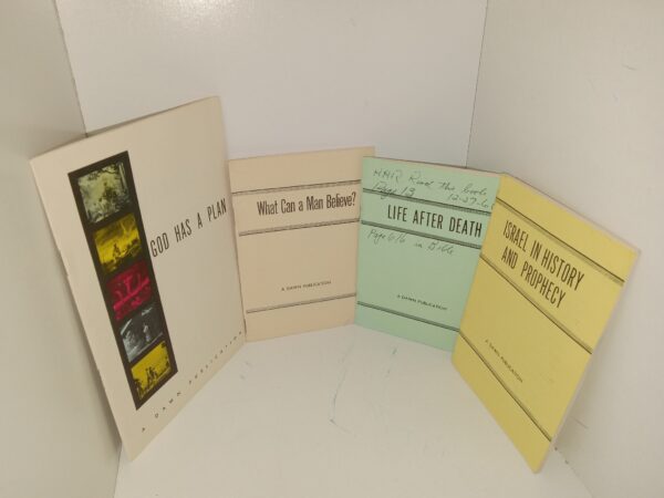 4 Jehovah’s Witness Pamphlets: What Can a Man Believe? / Israel in History and Prophecy / Life After Death / God Has a Plan (See Details)