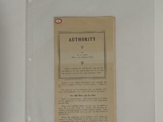 Authority (pamplet) by WA Draves