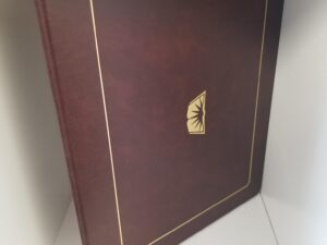 Large Diploma Cover — Burgundy Vinyl Covers — Sticker says: “Large Diploma Covers”