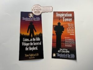 The Shepard of the Hills outdoor theatre and Inspiration Tower Pamphlet