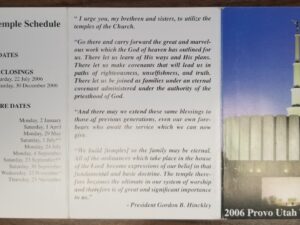 2006 Provo Utah Temple Schedule Folding Card