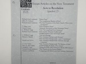 Ensign Articles on the New Testament Acts to Revelation Packet 2 ~ Foundation for Ancient Research and Mormon Studies