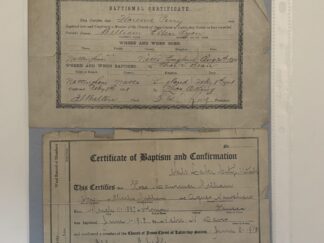 Baptismal and confirmation Certificate of Florence Perry and Laurence Milham 1908 and 1918