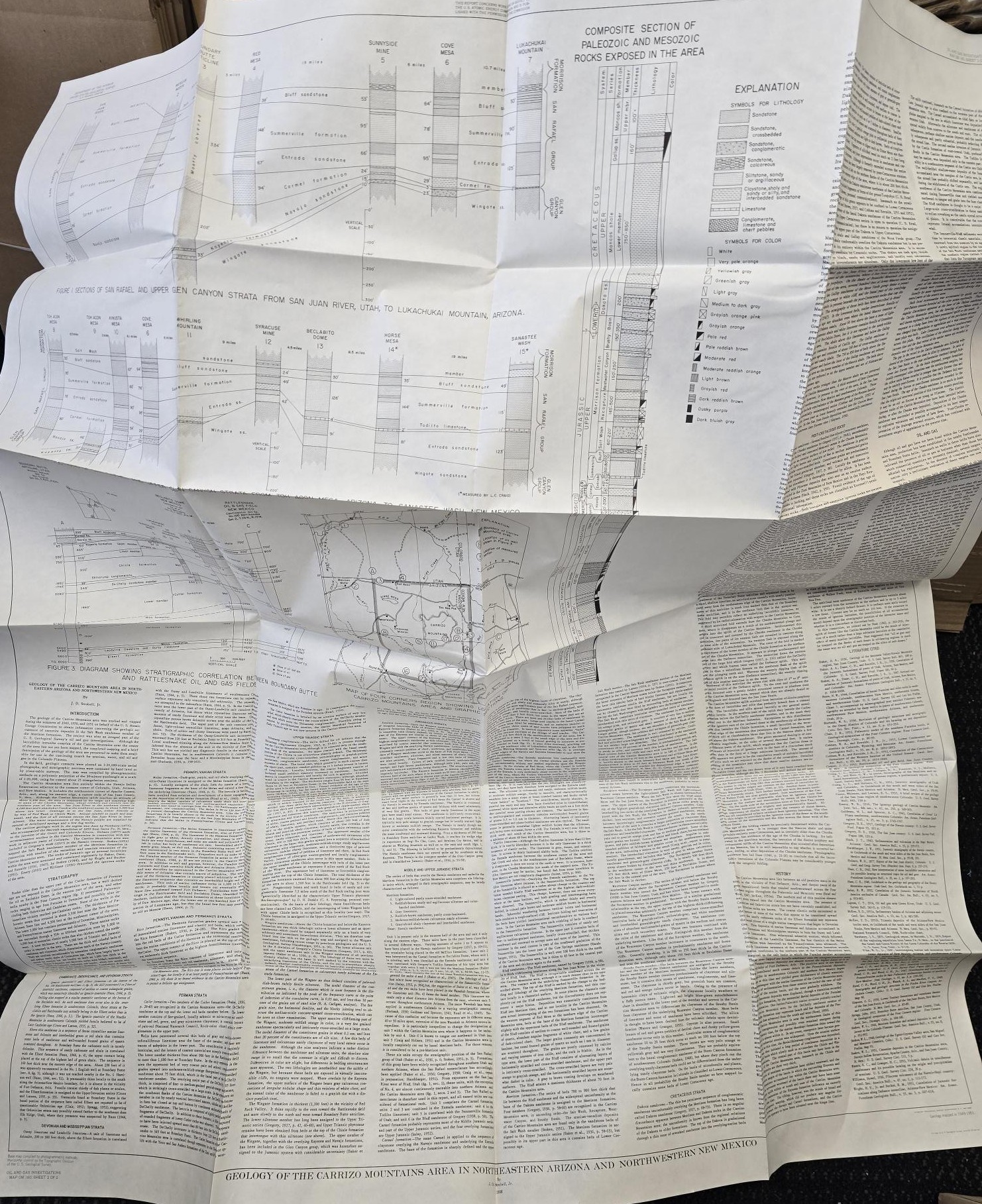 Geology of the Carrizo Mountains Area in Northeastern Arizona and Northwestern New Mexico United States Geological Survey Oil and Gas Investigations Preliminary Map OM 160 / Sheet 2 of 2