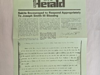 2-Page Extra to the RLDS Saints Herald --- April 15, 1981 --- "Saints Encouraged to Respond Appropriately To Joseph Smith III Blessing"