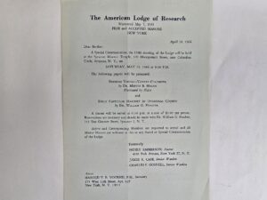 April 20, 1964 — American Lodge of Research — Special Communication, the 158th Meeting of the Lodge, Syracuse Utah Masonic Temple Program