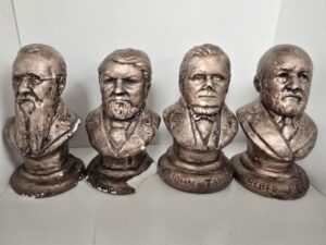 4 Figures — Painted Plaster Busts of 4 Mormon Church Presidents — Only 4 Inches Tall