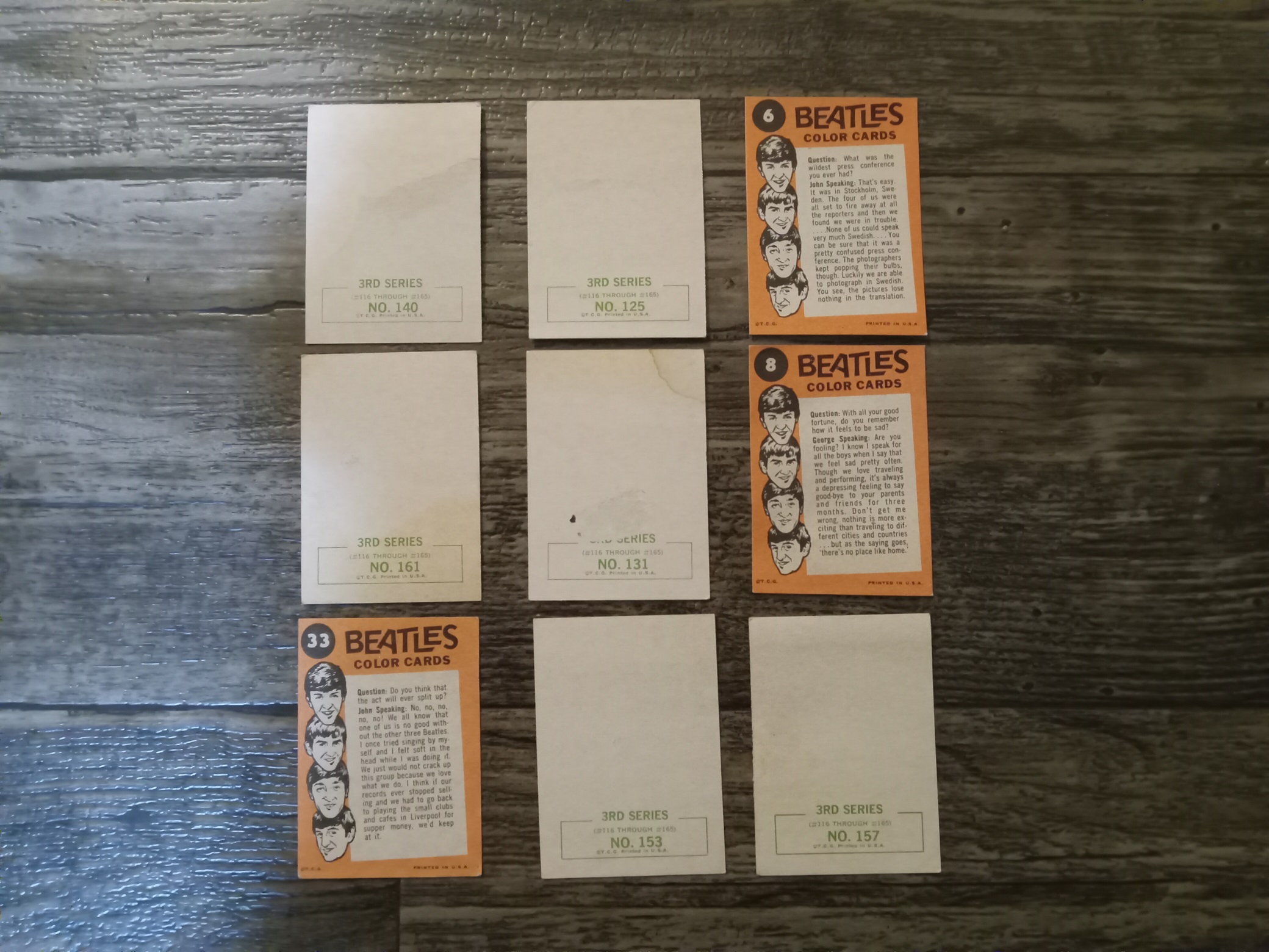 9 Assorted Beatles Cards