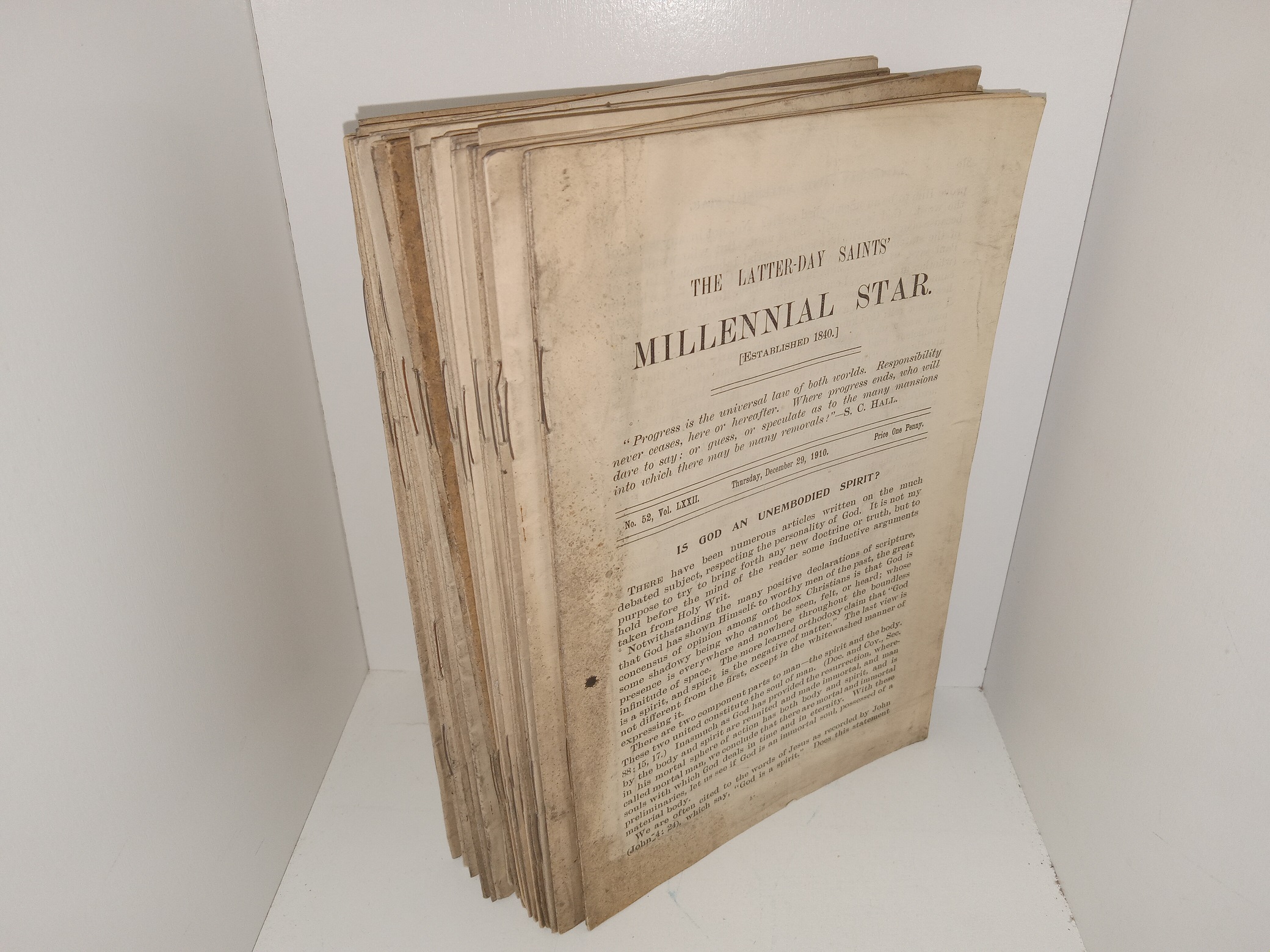 Bundle of Misc. Issues of The Latter-day Saints’ Millennial Star for the Year 1910 (See Details)