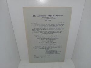 The American Lodge of Research: Warranted May 7, 1931: Free and Accepted Masons, New York (Pamphlet) (1964)