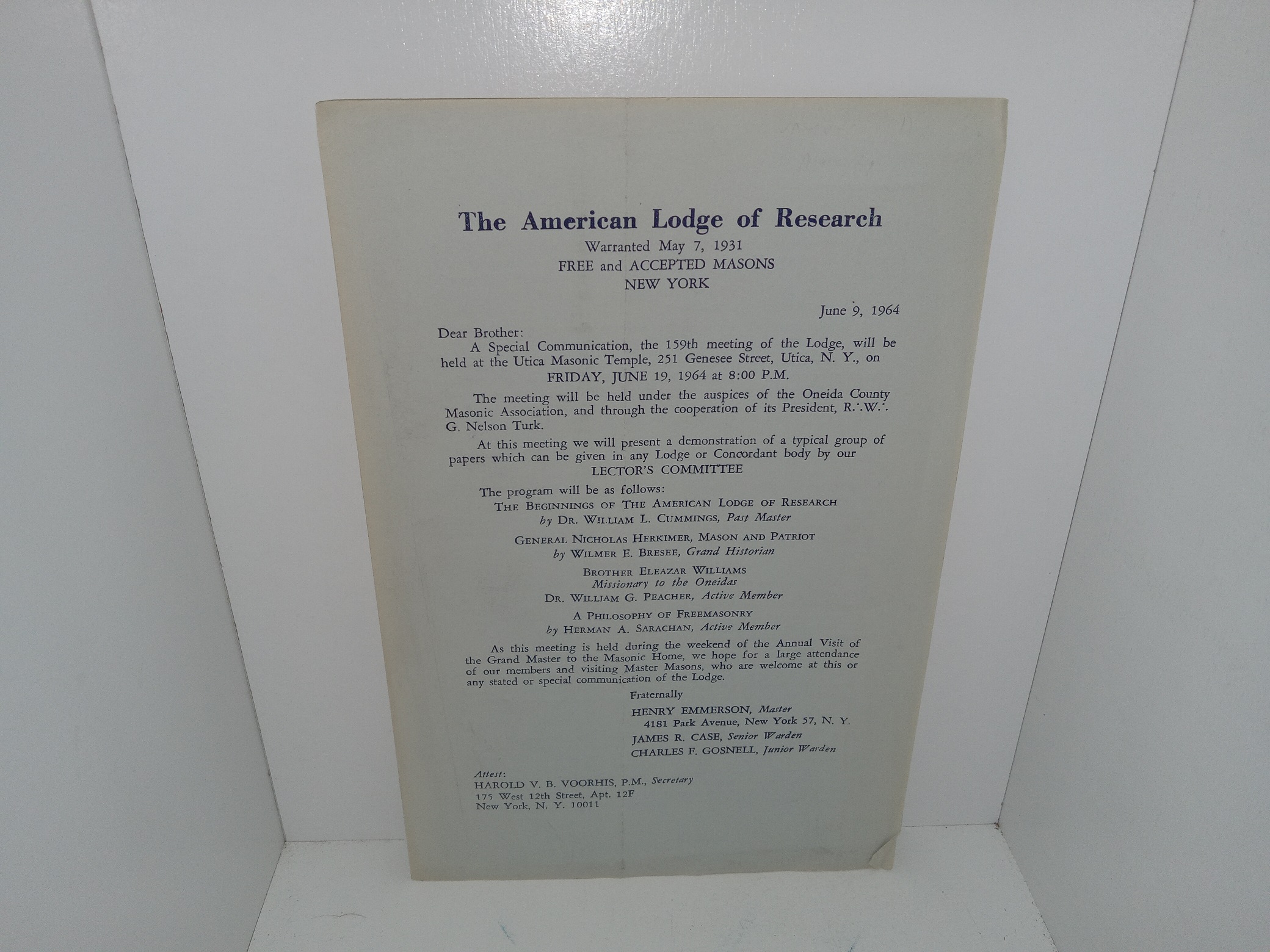 The American Lodge of Research: Warranted May 7, 1931: Free and Accepted Masons, New York (Pamphlet) (1964)