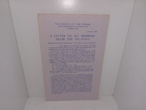 The Order of the Cross: 10 De Vere Gardens, Kensington, London, W.8: January, 1963: A Letter to All Members from the Trustees (Pamphlet) (1963)