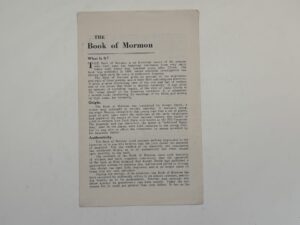 The Book of Mormon Informational Pamphlet