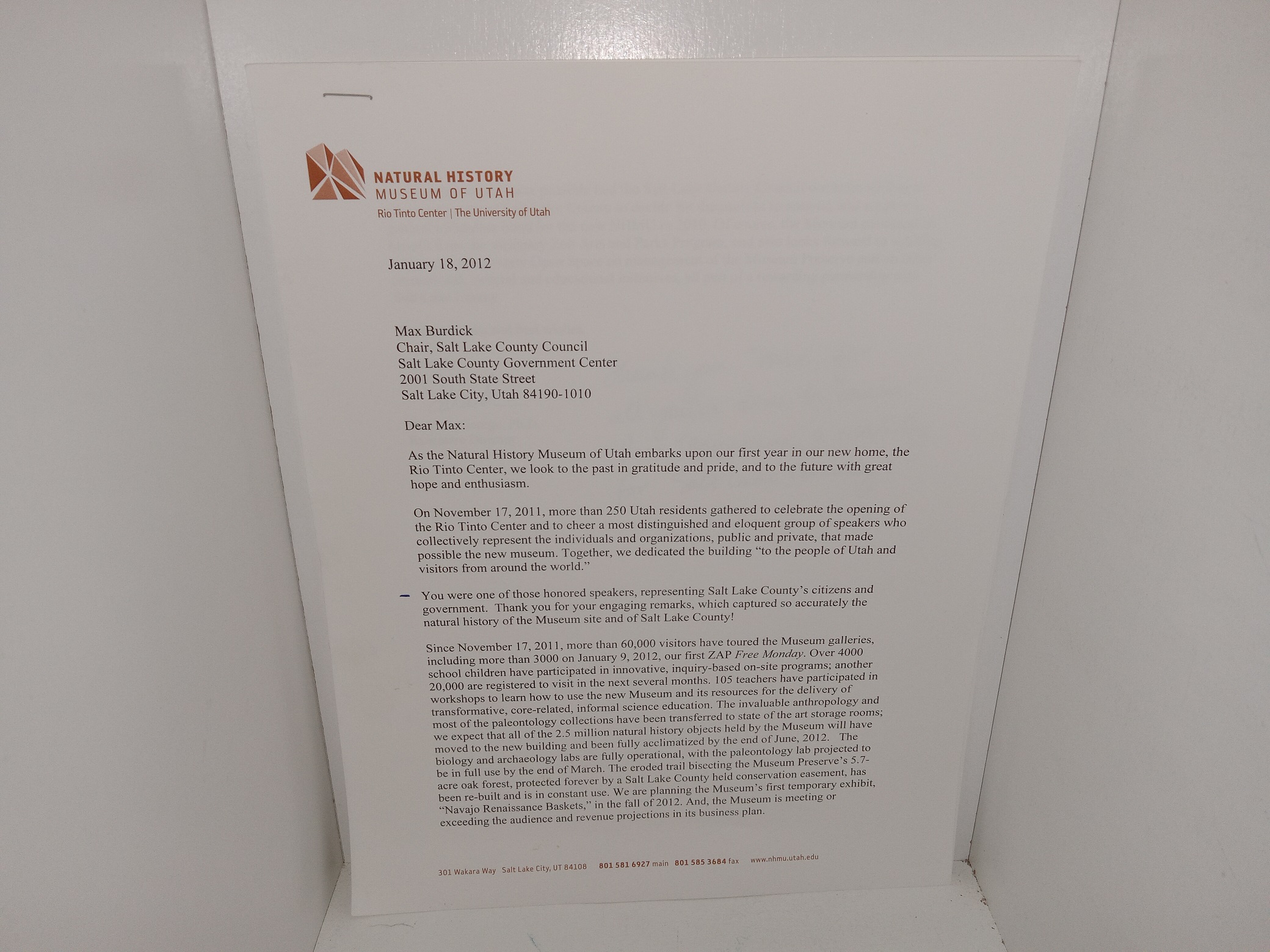 Natural history from the Ground Up: Creating the New Home for the Natural History Museum of Utah, The Rio Tinto Center, The University of Utah (2011) ~ Introduction by Sarah B. George, Ph.D., Executive Director, Text by Stephen Trimble, Photographs by Stuart Ruckmasn, Design by Liz Brown, Produced by Chris Eisenberg
