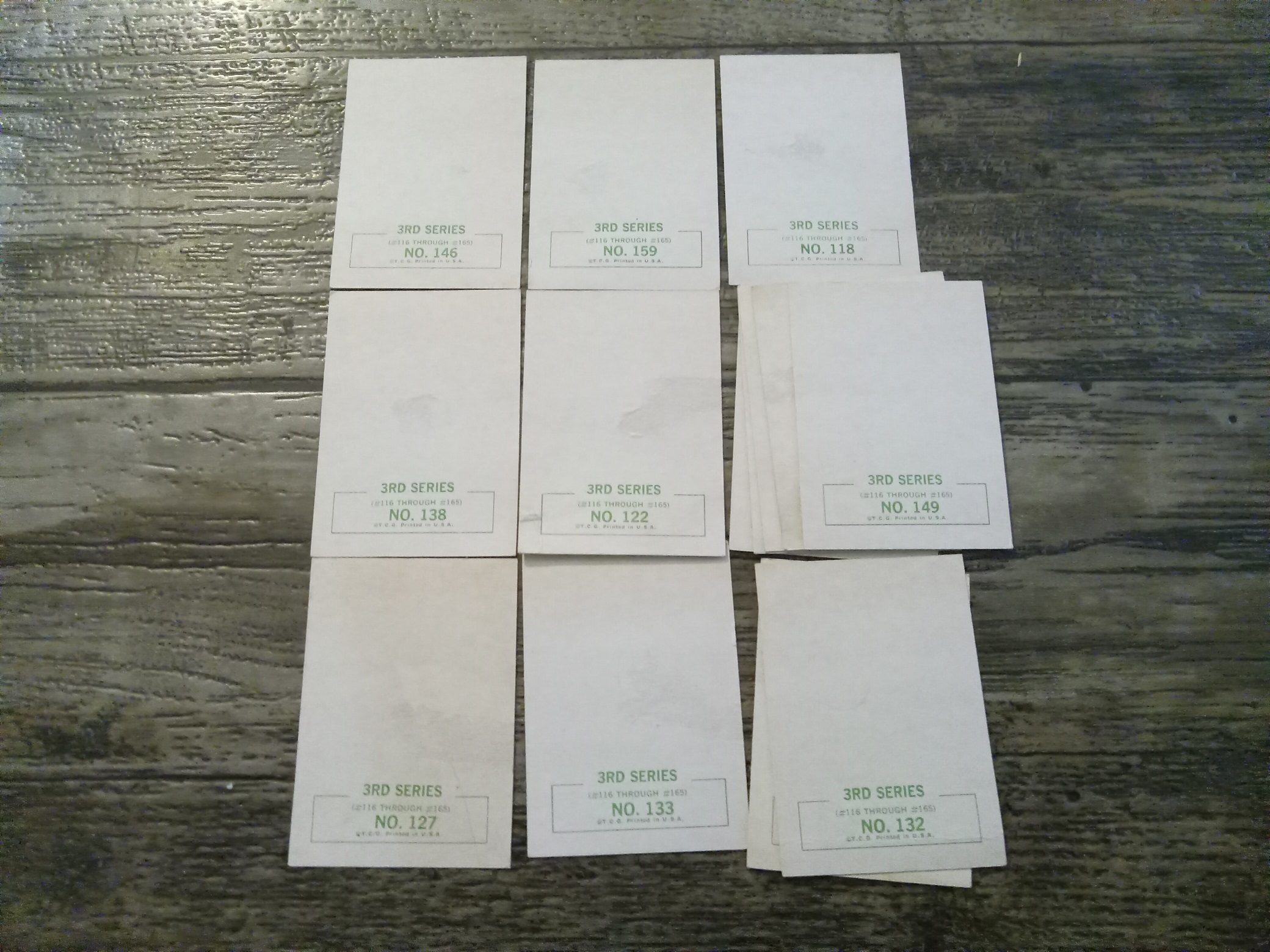 9 Different Collectible Beetles Cards (Nos. 132 and 149 Come in Multiples) (The Signatures are Printed)