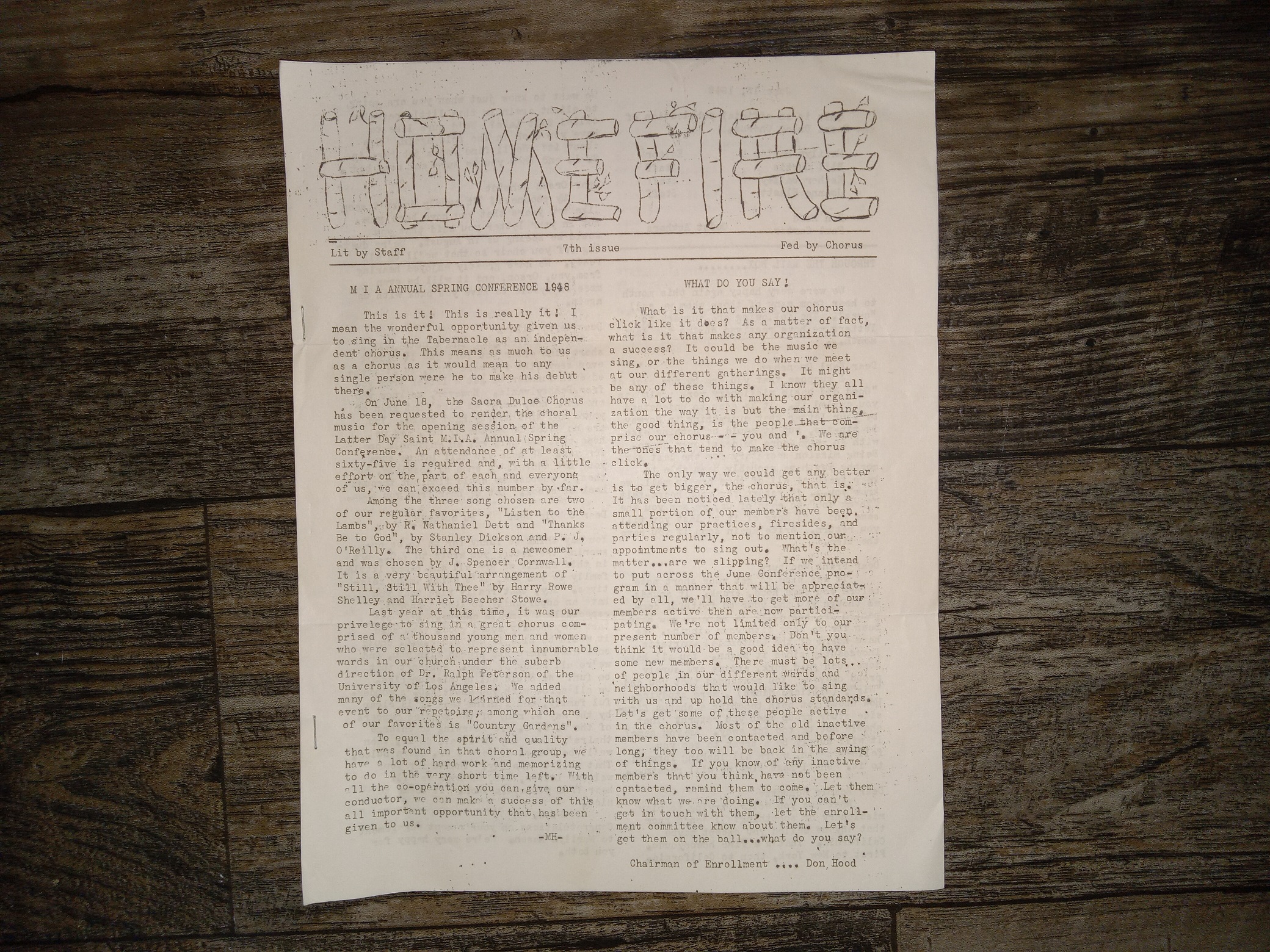 Home Fire: 7th Issue (1948) ~ Lit by Staff, Fed by Chorus