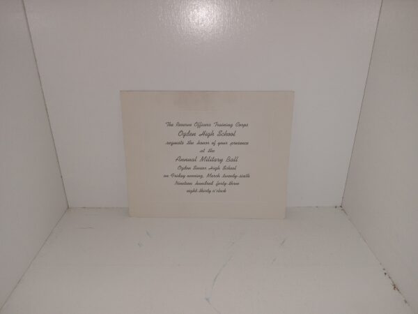 The Reserve Officers Training Corps Ogden High School Annual Military Ball for 1943 Invitation Card