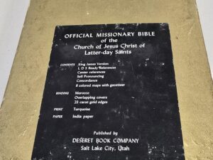 Official Missionary Bible of the Church of Jesus Christ of Latter-day Saints — In Original Box — Black Leather — Code: 16 F 74 — Larger Sized Book