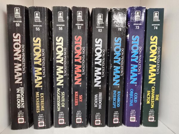 Don Pendleton’s Stony Man — 8 Misc. Titles From the Series:  Vols 50, 55, 56, 57, 63, 70, 73, 74