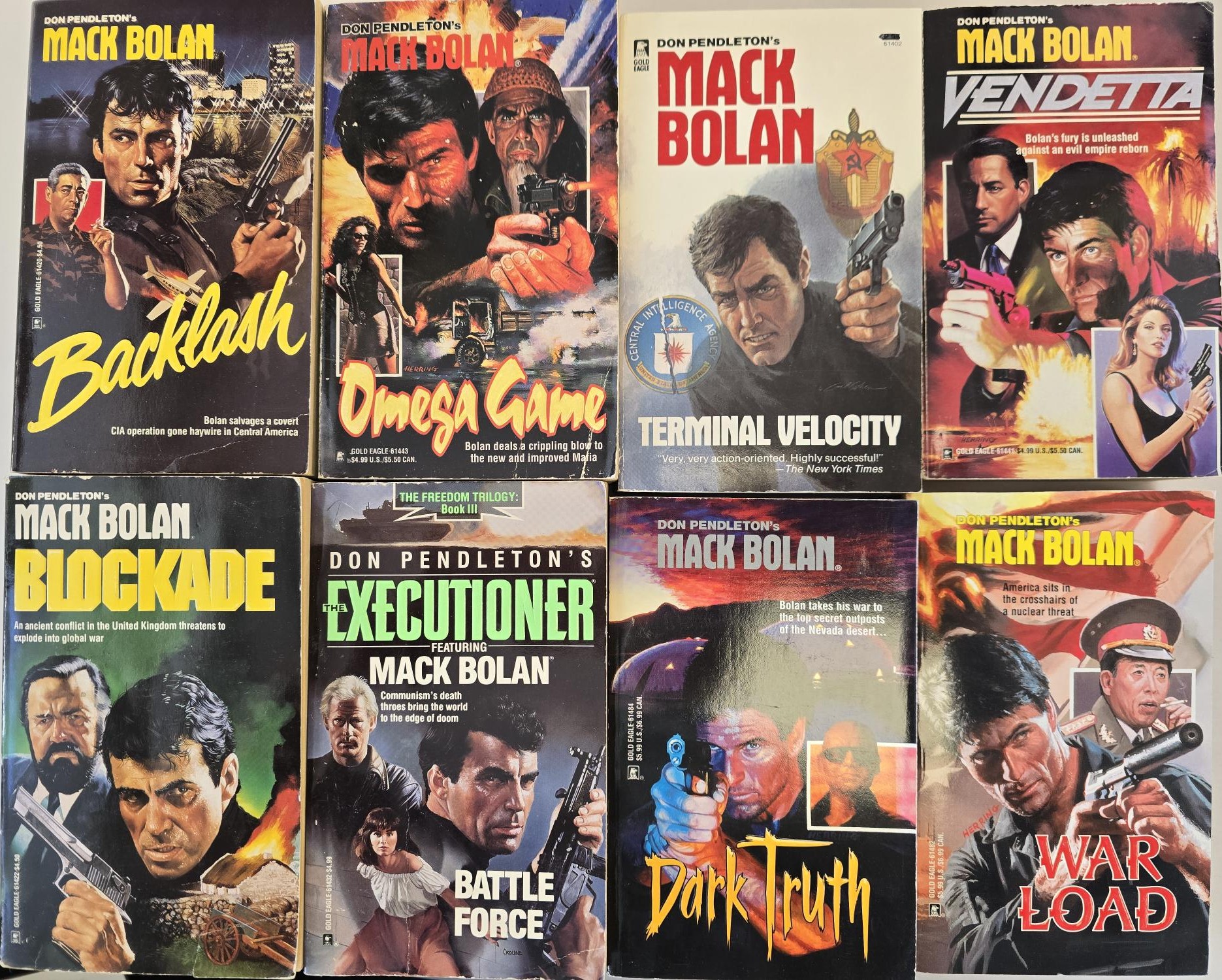 Collection of 8 Paperbacks: Don Pendleton’s Mack Bolan Series